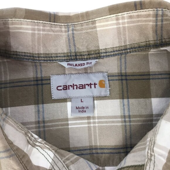 Carhartt Relaxed Fit Lot of 2 Plaid Short Sleeve Shirt Sz L Button Front Pocket - Picture 13 of 15